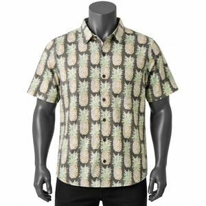 Tommy Bahama Silk Pineapple‎ Print Button Up Camp Shirt Tropical XLT